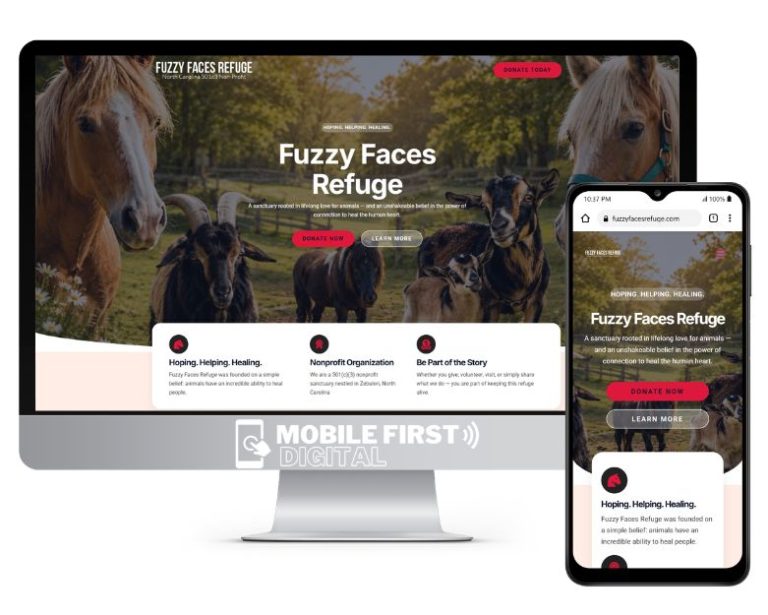 WordPress Website Design fuzzy faces refuge 768x615